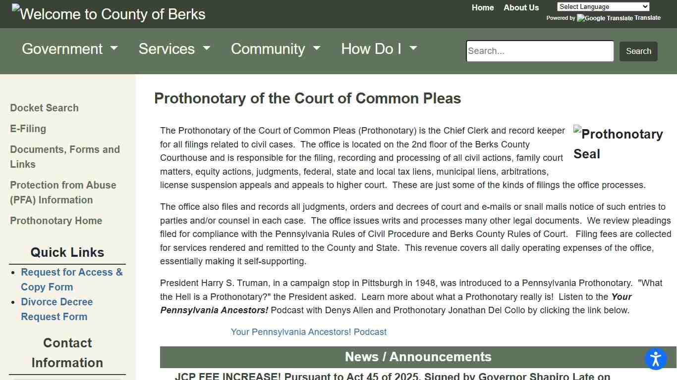 Berks County - Prothonotary