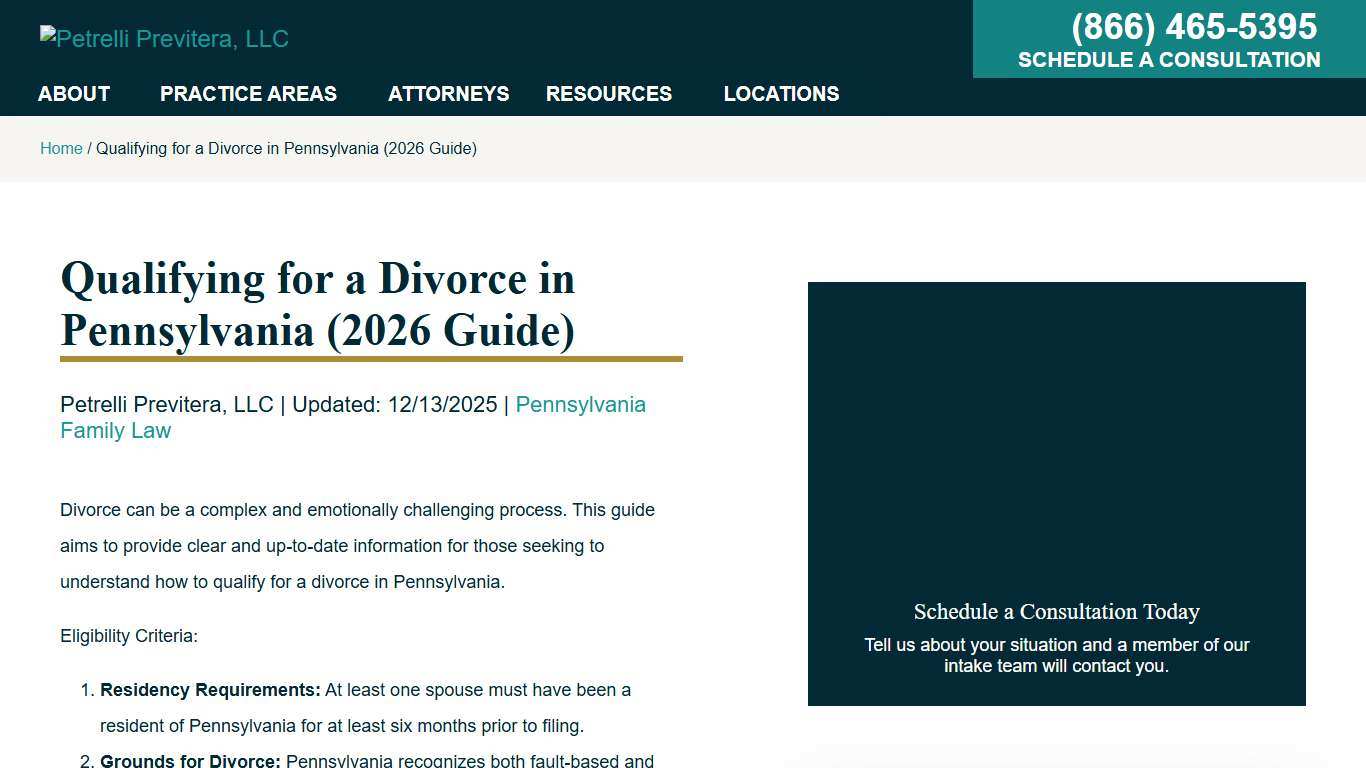 Qualifying for a Divorce in Pennsylvania (2026 Guide)